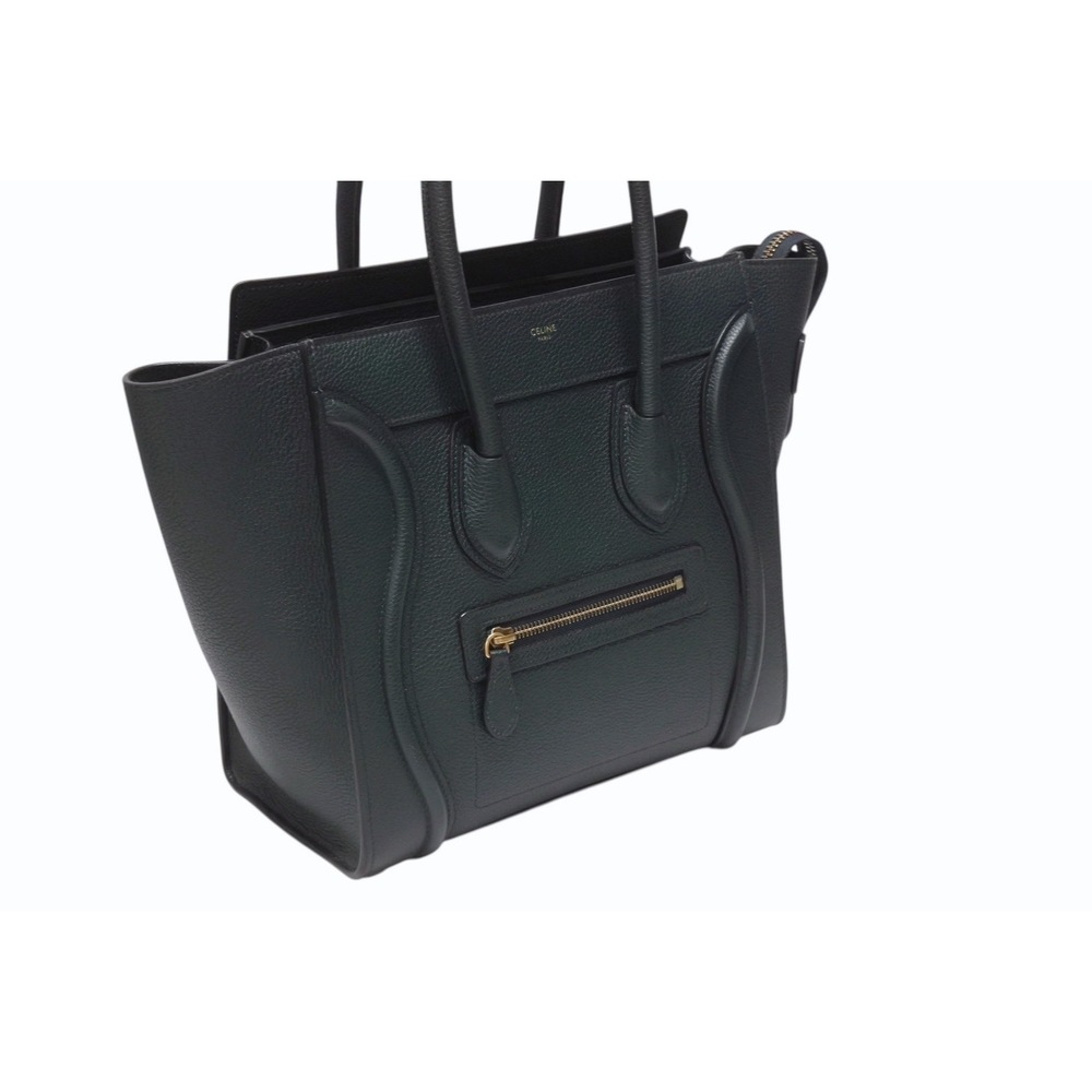 Celine Luggage Shopper handbag dark green leather - Picture 4 of 9